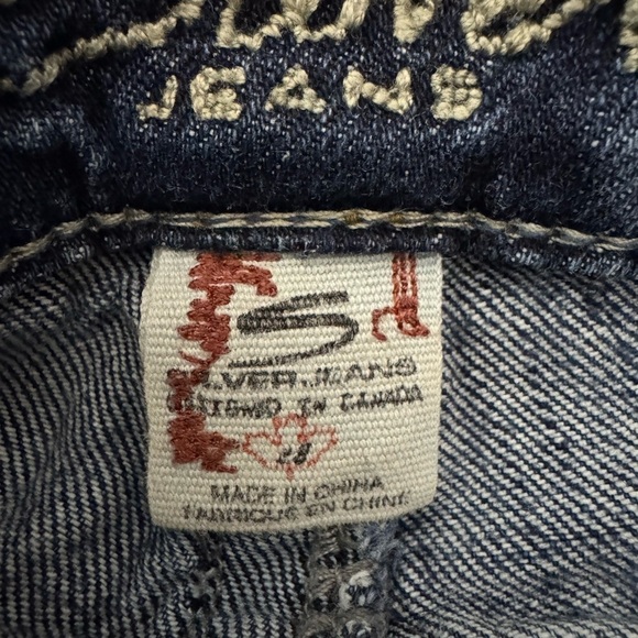 Silver Eden Women’s 28 Lowrise Blue Bootcut Faded Embroidered Pockets Denim - Picture 8 of 8